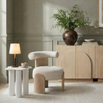 Calder Linen Textured Fabric Upholstered Accent Chair in Beige