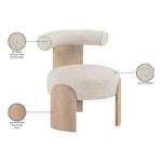 Calder Linen Textured Fabric Upholstered Accent Chair in Beige