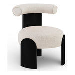 Calder Linen Textured Fabric Upholstered Accent Chair in Beige