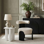 Calder Linen Textured Fabric Upholstered Accent Chair in Beige
