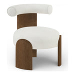 Calder Linen Textured Fabric Upholstered Accent Chair in Cream