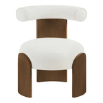 Calder Linen Textured Fabric Upholstered Accent Chair in Cream