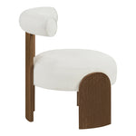 Calder Linen Textured Fabric Upholstered Accent Chair in Cream