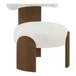 Calder Linen Textured Fabric Upholstered Accent Chair in Cream
