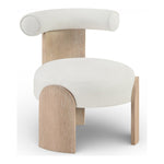 Calder Linen Textured Fabric Upholstered Accent Chair in Cream