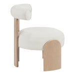 Calder Linen Textured Fabric Upholstered Accent Chair in Cream
