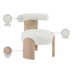 Calder Linen Textured Fabric Upholstered Accent Chair in Cream