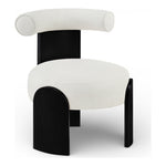 Calder Linen Textured Fabric Upholstered Accent Chair in Cream