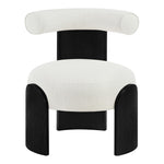 Calder Linen Textured Fabric Upholstered Accent Chair in Cream