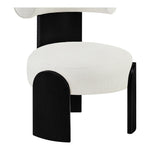 Calder Linen Textured Fabric Upholstered Accent Chair in Cream