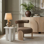 Calder Linen Textured Fabric Upholstered Accent Chair in Brown