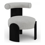 Calder Linen Textured Fabric Upholstered Accent Chair in Grey