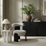 Calder Linen Textured Fabric Upholstered Accent Chair in Grey