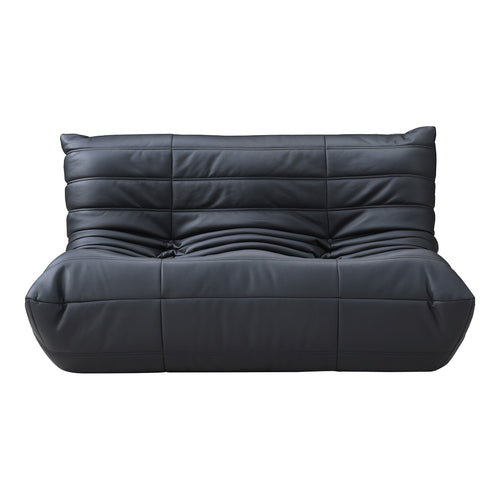 Relax 54.75" Vegan Leather Upholstered Loveseat in Black