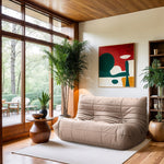 Relax 54.75" Vegan Leather Upholstered Loveseat in Tan