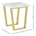 Cameron Marble Veneer Top And Steel Base End / Side Table in Gold