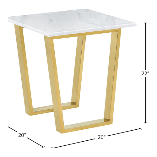 Cameron Marble Veneer Top And Steel Base End / Side Table in Gold