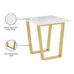 Cameron Marble Veneer Top And Steel Base End / Side Table in Gold