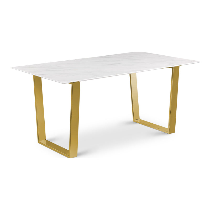 Cameron 64" Marble Veneer Top And Steel Base Dining Table in White