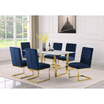 Cameron 64" Marble Veneer Top And Steel Base Dining Table in White