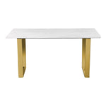 Cameron 64" Marble Veneer Top And Steel Base Dining Table in White