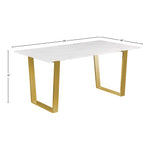 Cameron 64" Marble Veneer Top And Steel Base Dining Table in White