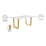 Cameron 64" Marble Veneer Top And Steel Base Dining Table in White