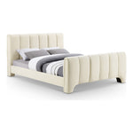 Camila Chenille Fabric Upholstered King Bed (3 Boxes) in Beige