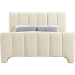 Camila Chenille Fabric Upholstered King Bed (3 Boxes) in Beige