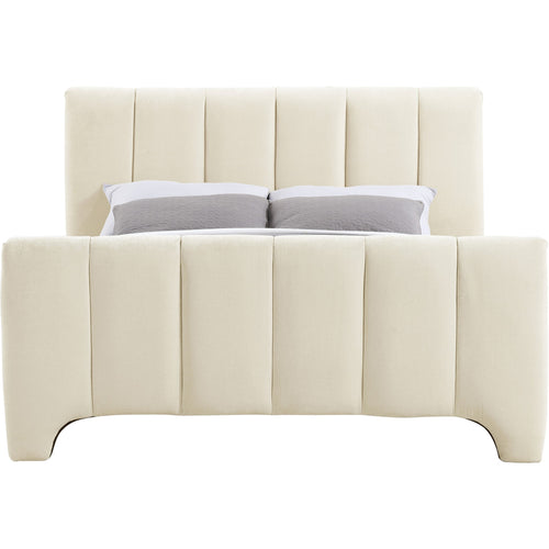 Camila Chenille Fabric Upholstered King Bed (3 Boxes) in Beige