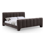 Camila Chenille Fabric Upholstered King Bed (3 Boxes) in Brown