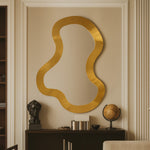 Oblique Iron Frame Mirror in Gold