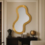 Oblique Iron Frame Mirror in Gold