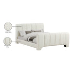 Camila Chenille Fabric Upholstered King Bed (3 Boxes) in Cream
