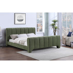 Camila Chenille Fabric Upholstered King Bed (3 Boxes) in Green