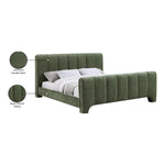 Camila Chenille Fabric Upholstered King Bed (3 Boxes) in Green