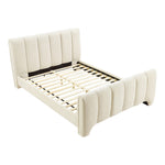 Camila Chenille Fabric Upholstered Queen Bed (3 Boxes) in Beige
