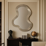 Oblique Iron Frame Mirror in Silver