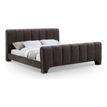 Camila Chenille Fabric Upholstered Queen Bed (3 Boxes) in Brown