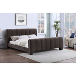 Camila Chenille Fabric Upholstered Queen Bed (3 Boxes) in Brown