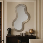 Oblique Iron Frame Mirror in Silver