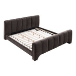 Camila Chenille Fabric Upholstered Queen Bed (3 Boxes) in Brown