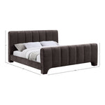Camila Chenille Fabric Upholstered Queen Bed (3 Boxes) in Brown