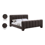Camila Chenille Fabric Upholstered Queen Bed (3 Boxes) in Brown