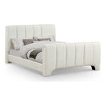 Camila Chenille Fabric Upholstered Queen Bed (3 Boxes) in Cream