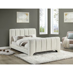 Camila Chenille Fabric Upholstered Queen Bed (3 Boxes) in Cream