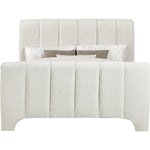 Camila Chenille Fabric Upholstered Queen Bed (3 Boxes) in Cream