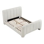 Camila Chenille Fabric Upholstered Queen Bed (3 Boxes) in Cream