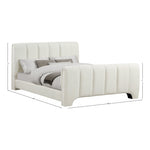 Camila Chenille Fabric Upholstered Queen Bed (3 Boxes) in Cream