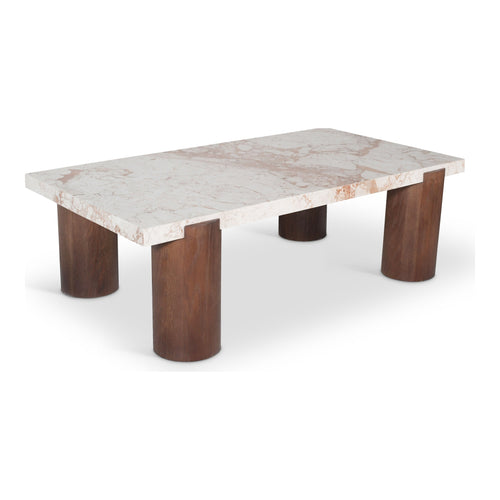 Campania Marble And Oak Wood Coffee Table in Cream